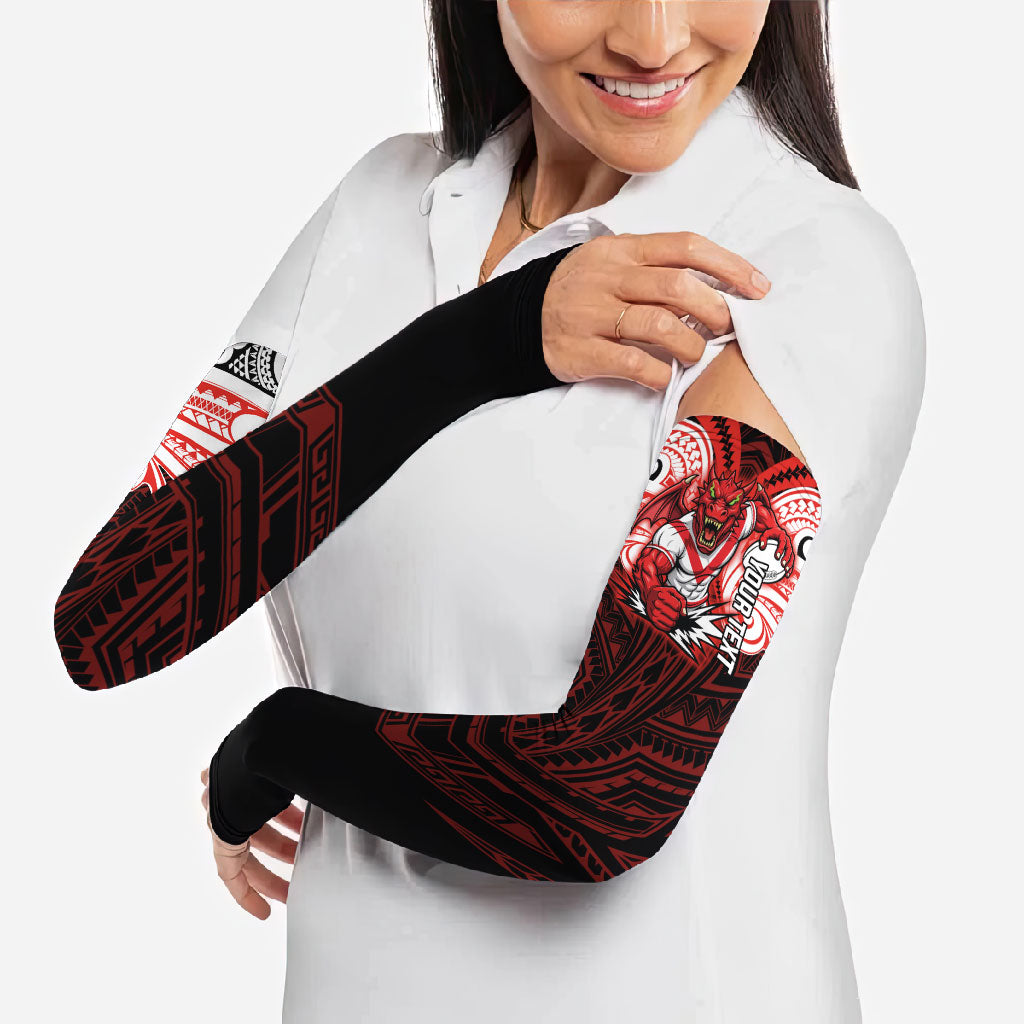 Custom St. George Illawarra Dragons Arm Sleeves Dragon Warrior Polynesia Islander Rugby Mascot