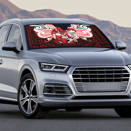 Custom St. George Illawarra Dragons Auto Sun Shade Dragon Warrior Polynesia Islander Rugby Mascot