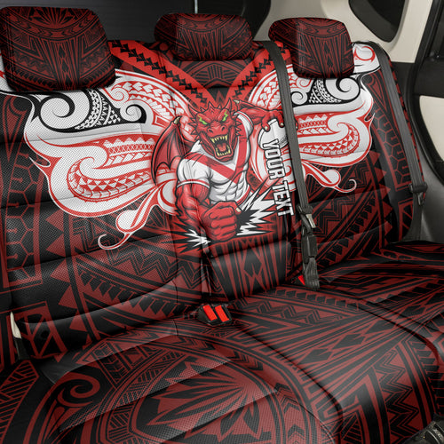 Custom St. George Illawarra Dragons Back Car Seat Cover Dragon Warrior Polynesia Islander Rugby Mascot