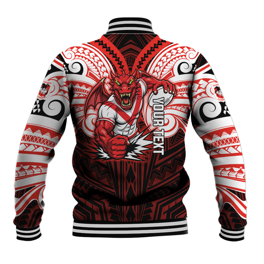 Custom St. George Illawarra Dragons Baseball Jacket Dragon Warrior Polynesia Islander Rugby Mascot