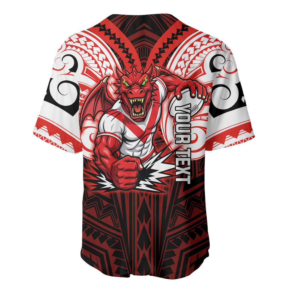 Custom St. George Illawarra Dragons Baseball Jersey Dragon Warrior Polynesia Islander Rugby Mascot