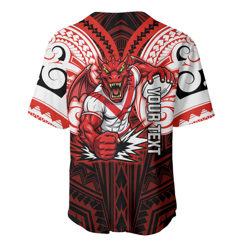 Custom St. George Illawarra Dragons Baseball Jersey Dragon Warrior Polynesia Islander Rugby Mascot