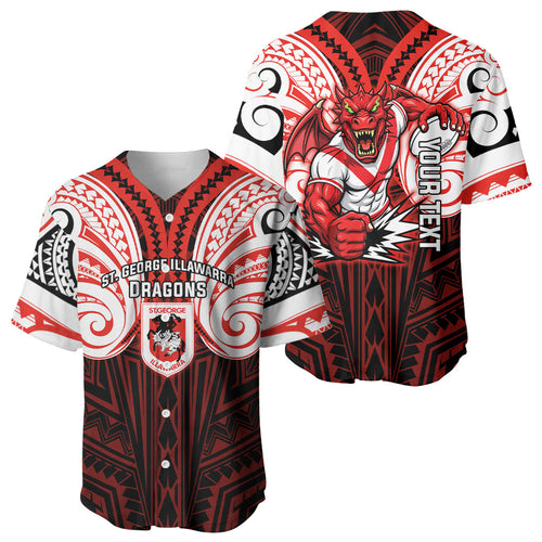 Custom St. George Illawarra Dragons Baseball Jersey Dragon Warrior Polynesia Islander Rugby Mascot