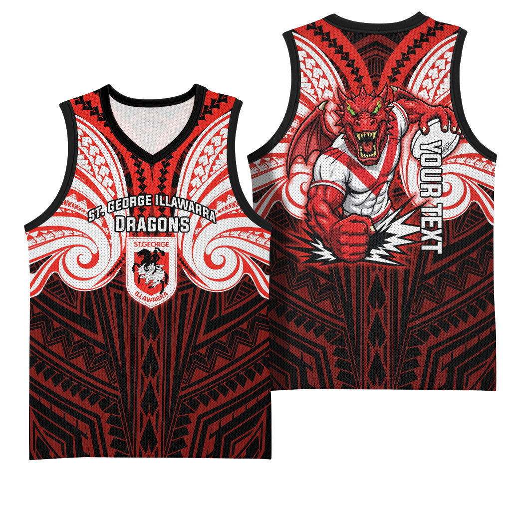 Custom St. George Illawarra Dragons Basketball Jersey Dragon Warrior Polynesia Islander Rugby Mascot