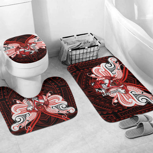 Custom St. George Illawarra Dragons Bathroom Set Dragon Warrior Polynesia Islander Rugby Mascot