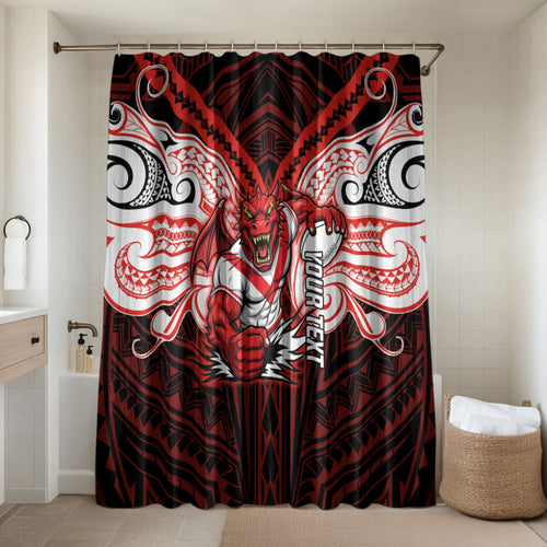 Custom St. George Illawarra Dragons Bathroom Set Dragon Warrior Polynesia Islander Rugby Mascot