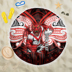 Custom St. George Illawarra Dragons Beach Blanket Dragon Warrior Polynesia Islander Rugby Mascot