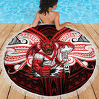Custom St. George Illawarra Dragons Beach Blanket Dragon Warrior Polynesia Islander Rugby Mascot