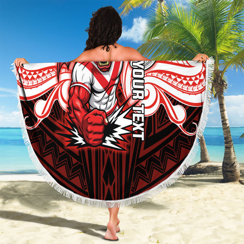 Custom St. George Illawarra Dragons Beach Blanket Dragon Warrior Polynesia Islander Rugby Mascot