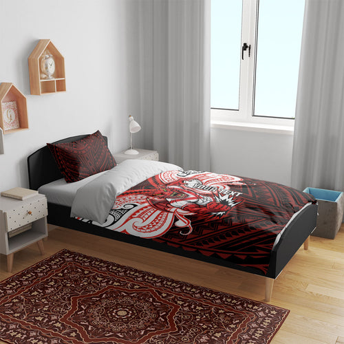 Custom St. George Illawarra Dragons Bedding Set Dragon Warrior Polynesia Islander Rugby Mascot