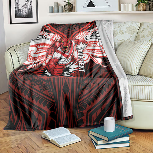 Custom St. George Illawarra Dragons Blanket Dragon Warrior Polynesia Islander Rugby Mascot