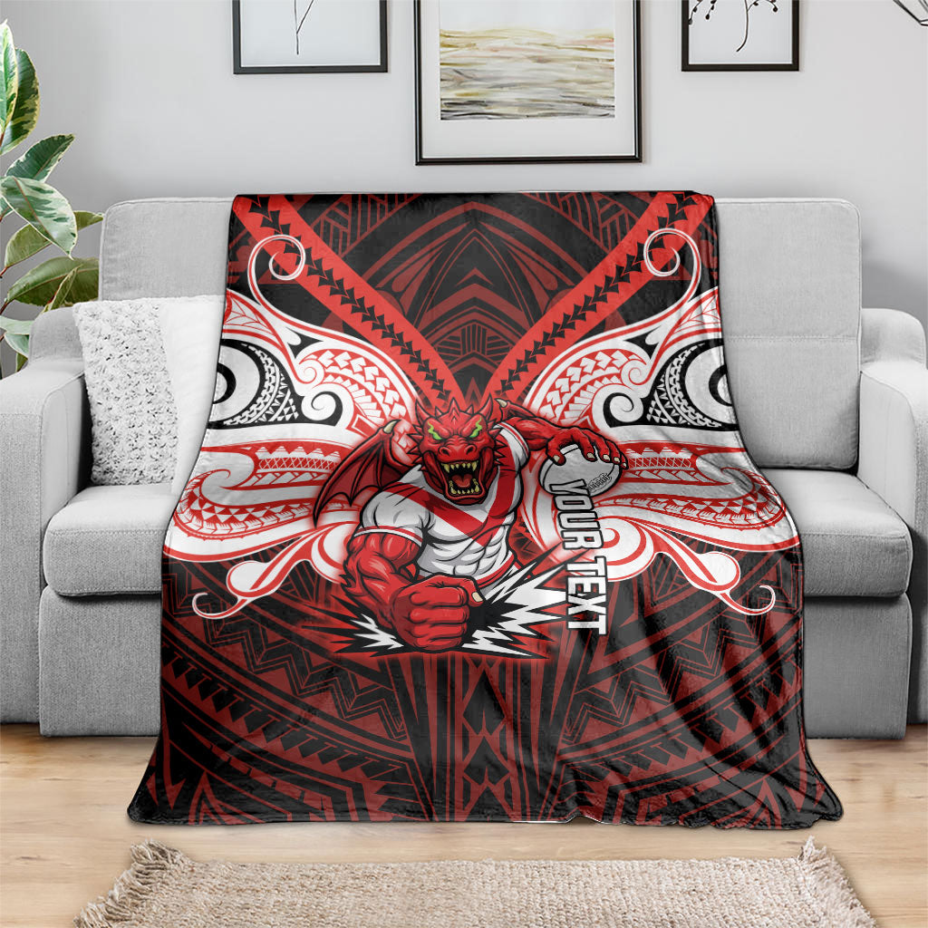 Custom St. George Illawarra Dragons Blanket Dragon Warrior Polynesia Islander Rugby Mascot