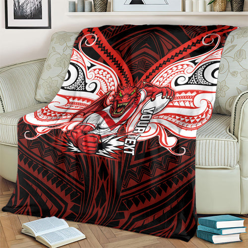 Custom St. George Illawarra Dragons Blanket Dragon Warrior Polynesia Islander Rugby Mascot