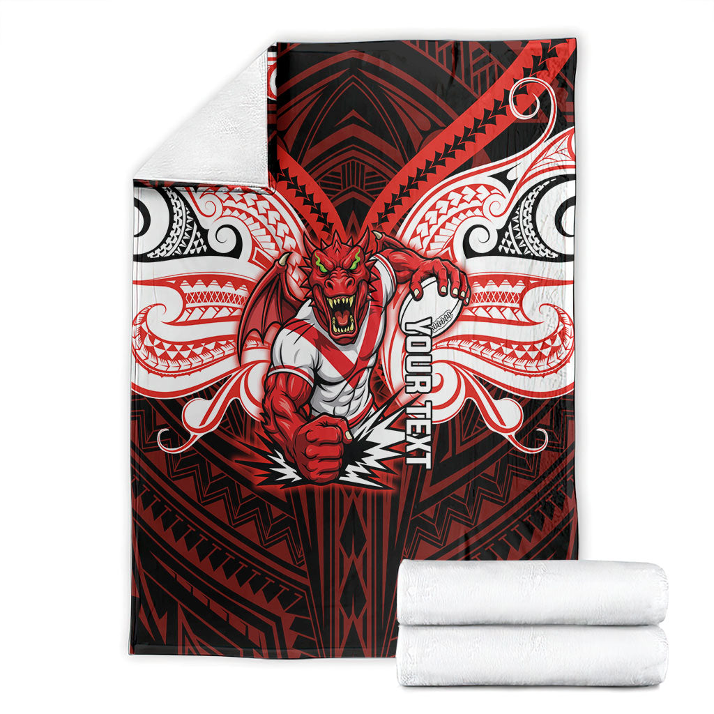 Custom St. George Illawarra Dragons Blanket Dragon Warrior Polynesia Islander Rugby Mascot