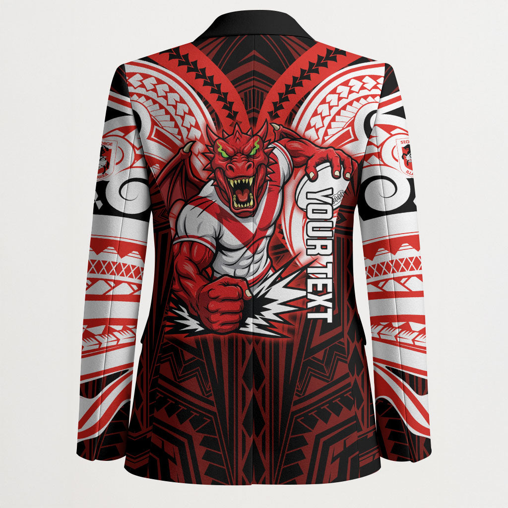 Custom St. George Illawarra Dragons Blazer Dragon Warrior Polynesia Islander Rugby Mascot