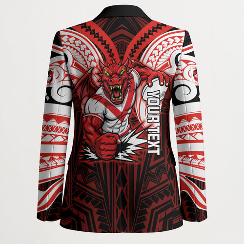 Custom St. George Illawarra Dragons Blazer Dragon Warrior Polynesia Islander Rugby Mascot