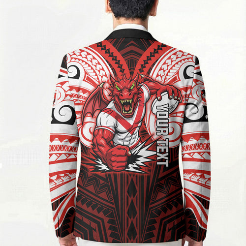 Custom St. George Illawarra Dragons Blazer Dragon Warrior Polynesia Islander Rugby Mascot