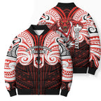 Custom St. George Illawarra Dragons Bomber Puffer Jacket Dragon Warrior Polynesia Islander Rugby Mascot