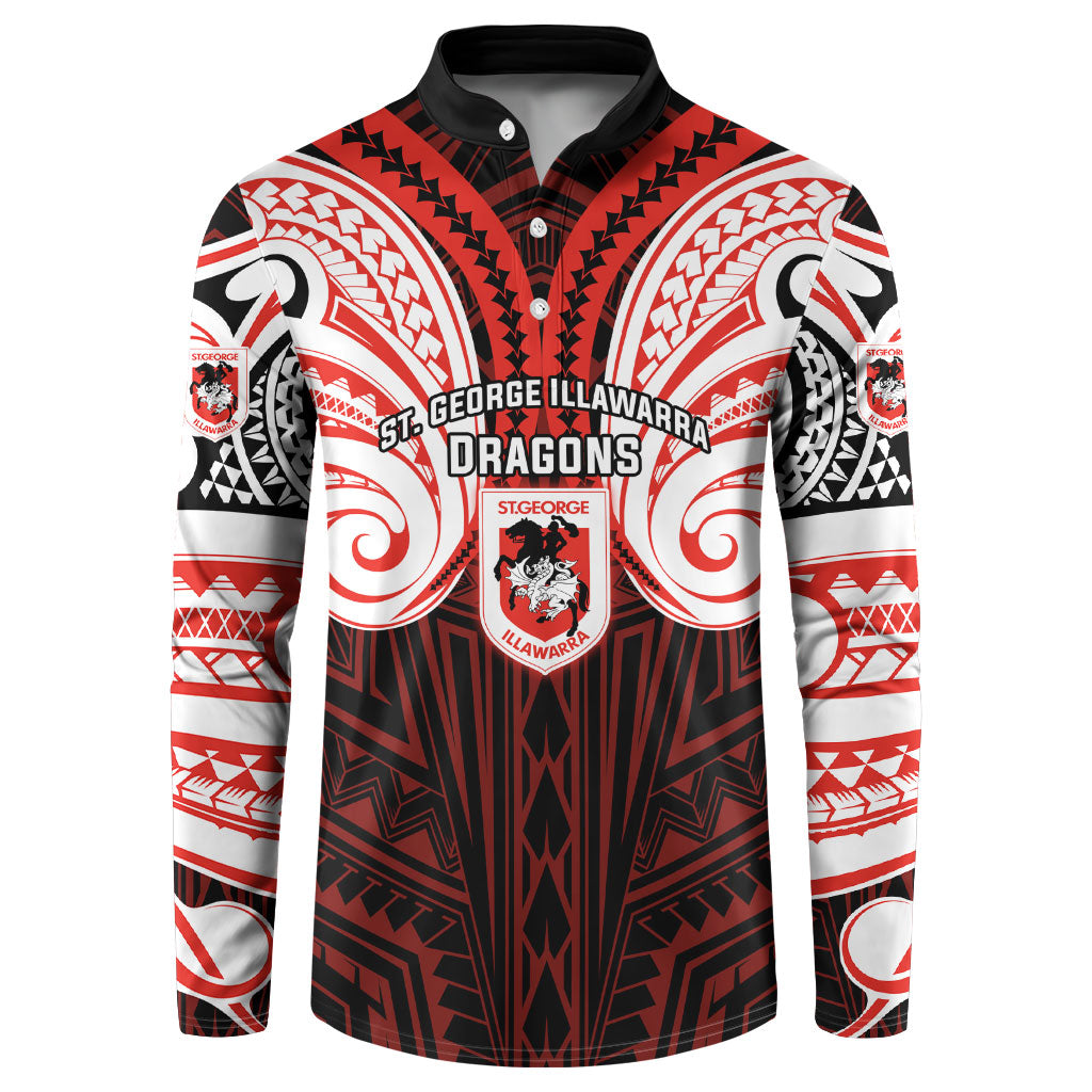 Custom St. George Illawarra Dragons Button Sweatshirt Dragon Warrior Polynesia Islander Rugby Mascot