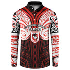 Custom St. George Illawarra Dragons Button Sweatshirt Dragon Warrior Polynesia Islander Rugby Mascot