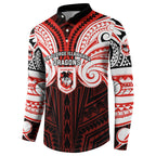Custom St. George Illawarra Dragons Button Sweatshirt Dragon Warrior Polynesia Islander Rugby Mascot