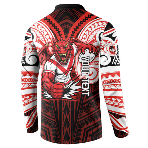 Custom St. George Illawarra Dragons Button Sweatshirt Dragon Warrior Polynesia Islander Rugby Mascot
