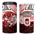 Custom St. George Illawarra Dragons 4 in 1 Can Cooler Tumbler Dragon Warrior Polynesia Islander Rugby Mascot