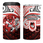 Custom St. George Illawarra Dragons 4 in 1 Can Cooler Tumbler Dragon Warrior Polynesia Islander Rugby Mascot