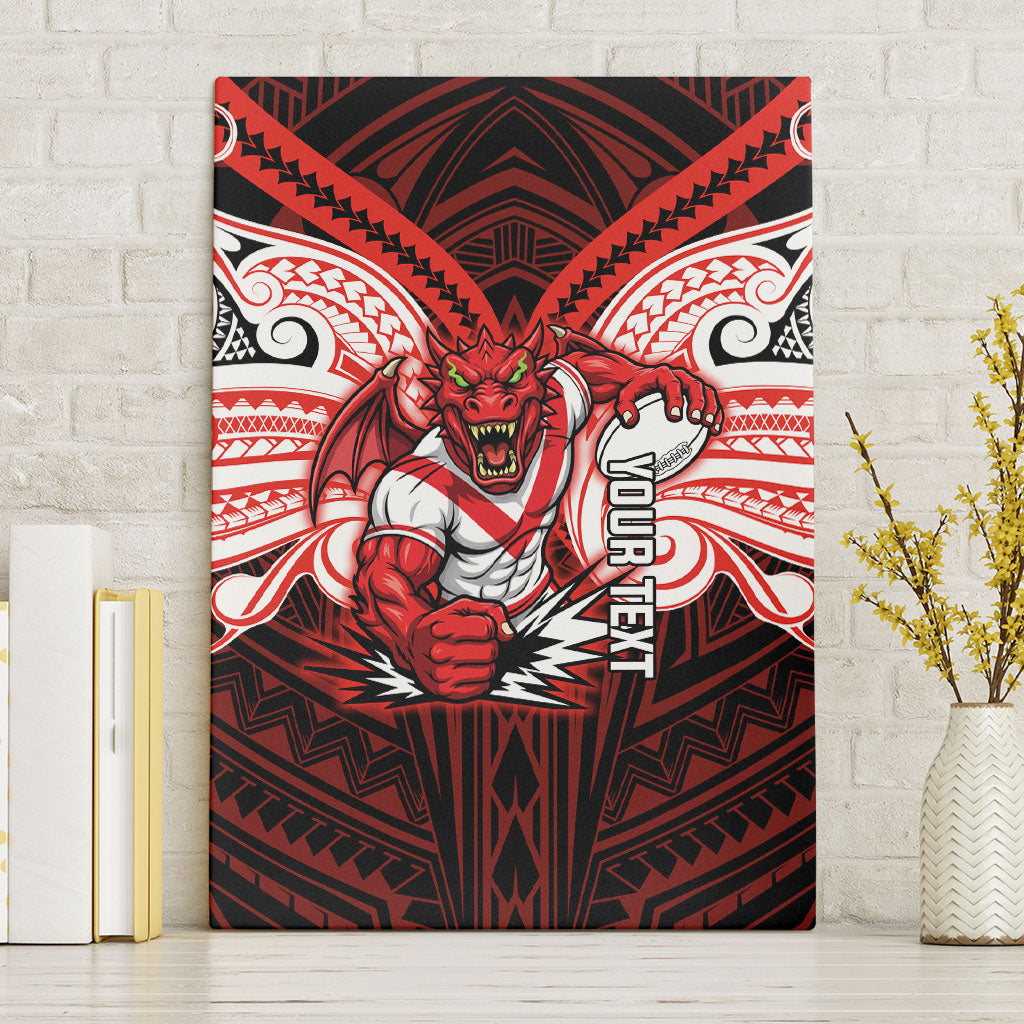 Custom St. George Illawarra Dragons Canvas Wall Art Dragon Warrior Polynesia Islander Rugby Mascot