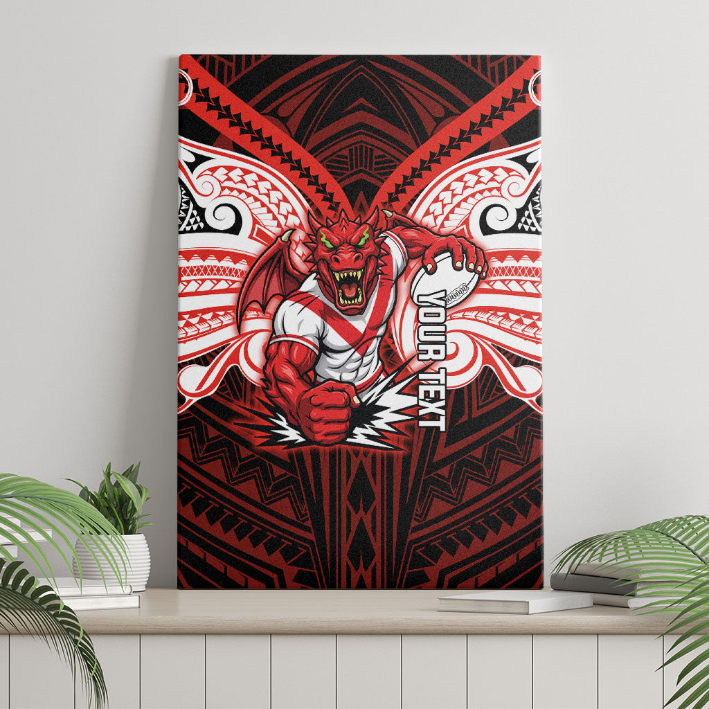 Custom St. George Illawarra Dragons Canvas Wall Art Dragon Warrior Polynesia Islander Rugby Mascot