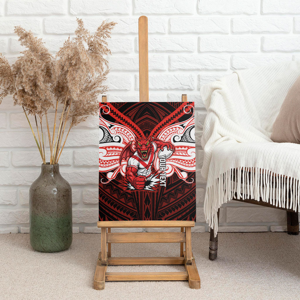 Custom St. George Illawarra Dragons Canvas Wall Art Dragon Warrior Polynesia Islander Rugby Mascot