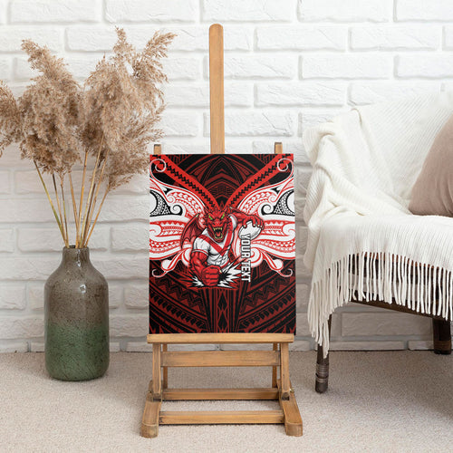Custom St. George Illawarra Dragons Canvas Wall Art Dragon Warrior Polynesia Islander Rugby Mascot