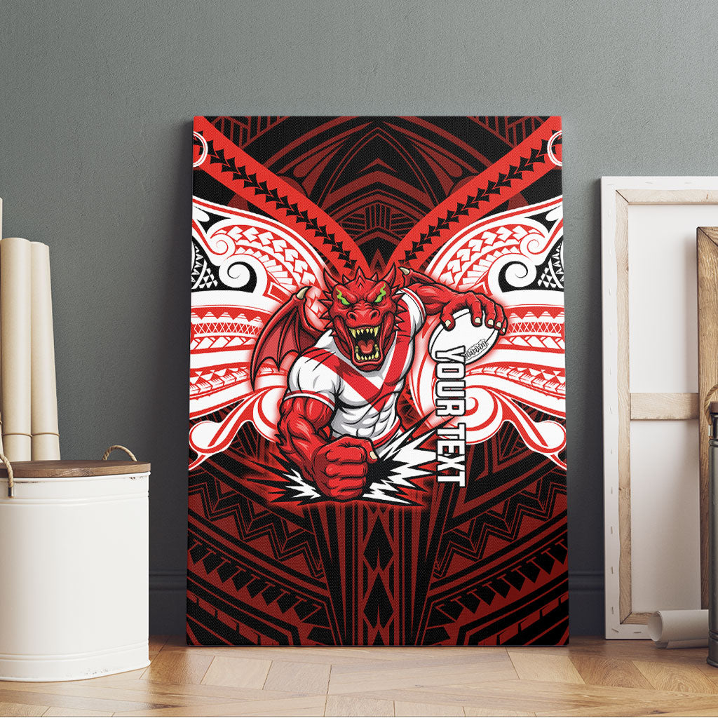 Custom St. George Illawarra Dragons Canvas Wall Art Dragon Warrior Polynesia Islander Rugby Mascot