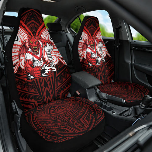 Custom St. George Illawarra Dragons Car Seat Cover Dragon Warrior Polynesia Islander Rugby Mascot