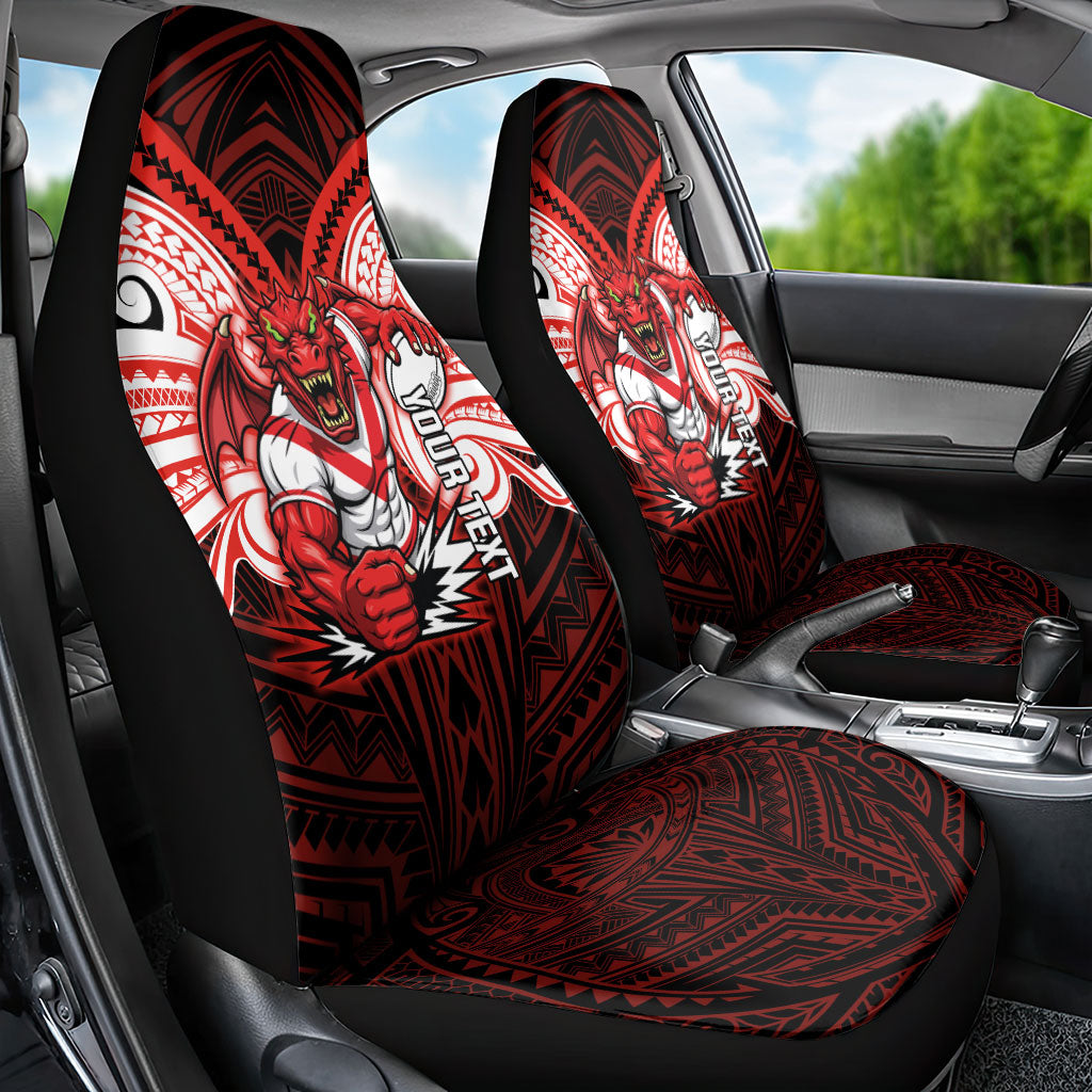 Custom St. George Illawarra Dragons Car Seat Cover Dragon Warrior Polynesia Islander Rugby Mascot