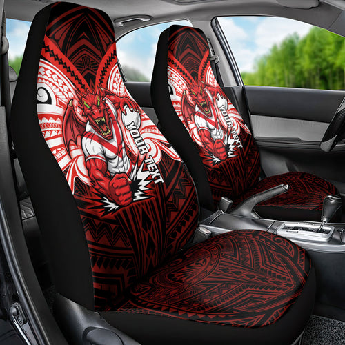 Custom St. George Illawarra Dragons Car Seat Cover Dragon Warrior Polynesia Islander Rugby Mascot