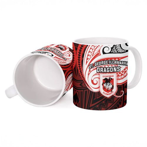 Custom St. George Illawarra Dragons Ceramic Mug Dragon Warrior Polynesia Islander Rugby Mascot