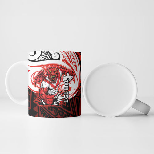 Custom St. George Illawarra Dragons Ceramic Mug Dragon Warrior Polynesia Islander Rugby Mascot