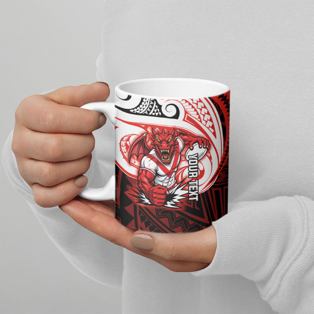 Custom St. George Illawarra Dragons Ceramic Mug Dragon Warrior Polynesia Islander Rugby Mascot