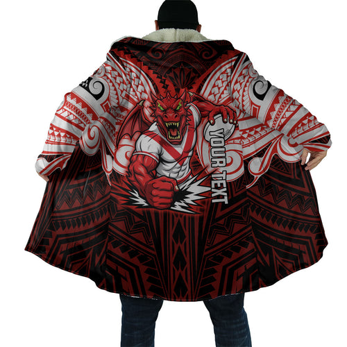 Custom St. George Illawarra Dragons Cloak Dragon Warrior Polynesia Islander Rugby Mascot