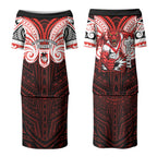 Custom St. George Illawarra Dragons Couples Matching Puletasi and Hawaiian Shirt Dragon Warrior Polynesia Islander Rugby Mascot