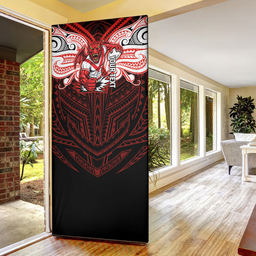 Custom St. George Illawarra Dragons Door Cover Dragon Warrior Polynesia Islander Rugby Mascot