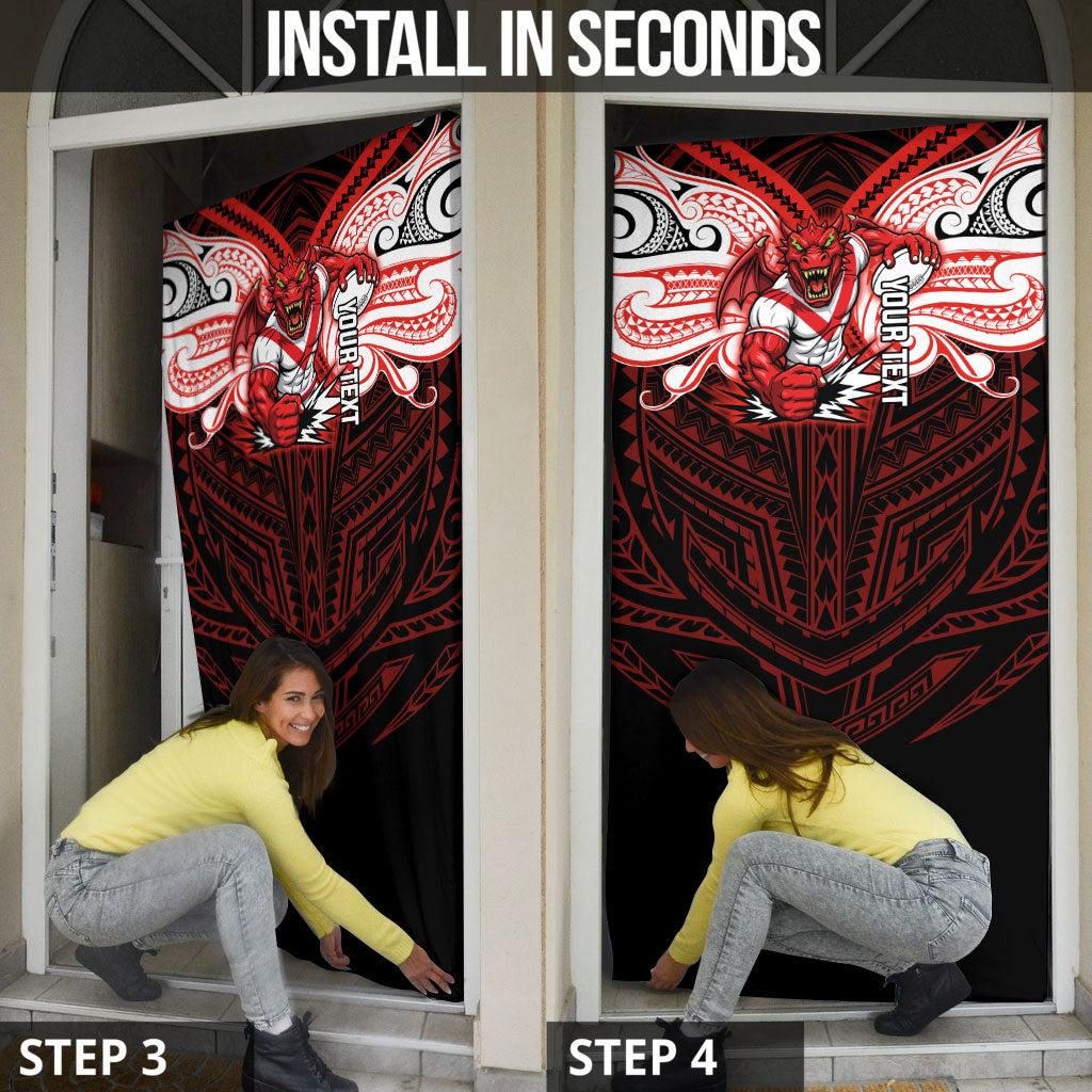 Custom St. George Illawarra Dragons Door Cover Dragon Warrior Polynesia Islander Rugby Mascot