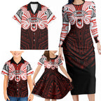 Custom St. George Illawarra Dragons Family Matching Long Sleeve Bodycon Dress and Hawaiian Shirt Dragon Warrior Polynesia Islander Rugby Mascot