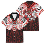 Custom St. George Illawarra Dragons Family Matching Mermaid Dress and Hawaiian Shirt Dragon Warrior Polynesia Islander Rugby Mascot