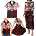 Custom St. George Illawarra Dragons Family Matching Puletasi and Hawaiian Shirt Dragon Warrior Polynesia Islander Rugby Mascot