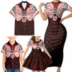 Custom St. George Illawarra Dragons Family Matching Short Sleeve Bodycon Dress and Hawaiian Shirt Dragon Warrior Polynesia Islander Rugby Mascot