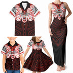 Custom St. George Illawarra Dragons Family Matching Tank Maxi Dress and Hawaiian Shirt Dragon Warrior Polynesia Islander Rugby Mascot
