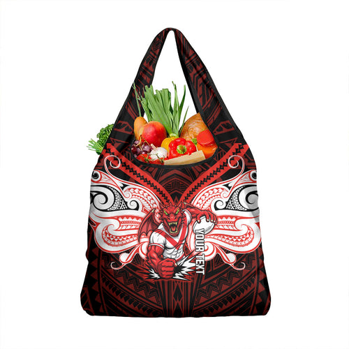 Custom St. George Illawarra Dragons Grocery Bag Dragon Warrior Polynesia Islander Rugby Mascot