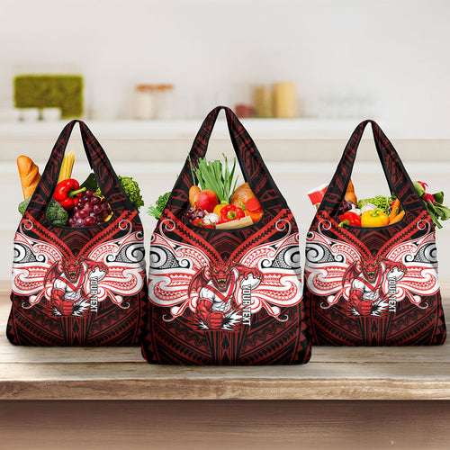 Custom St. George Illawarra Dragons Grocery Bag Dragon Warrior Polynesia Islander Rugby Mascot